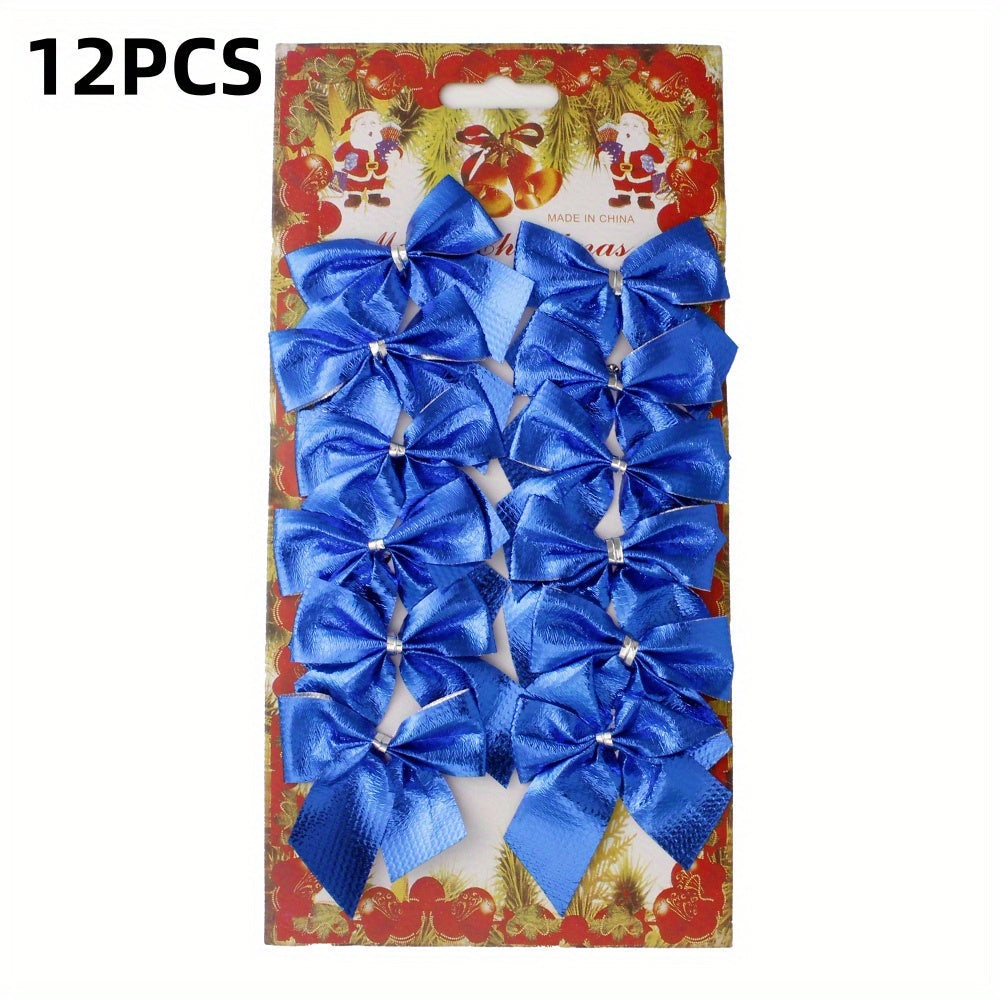 12-Piece Random Christmas Bow Polyester Decorations