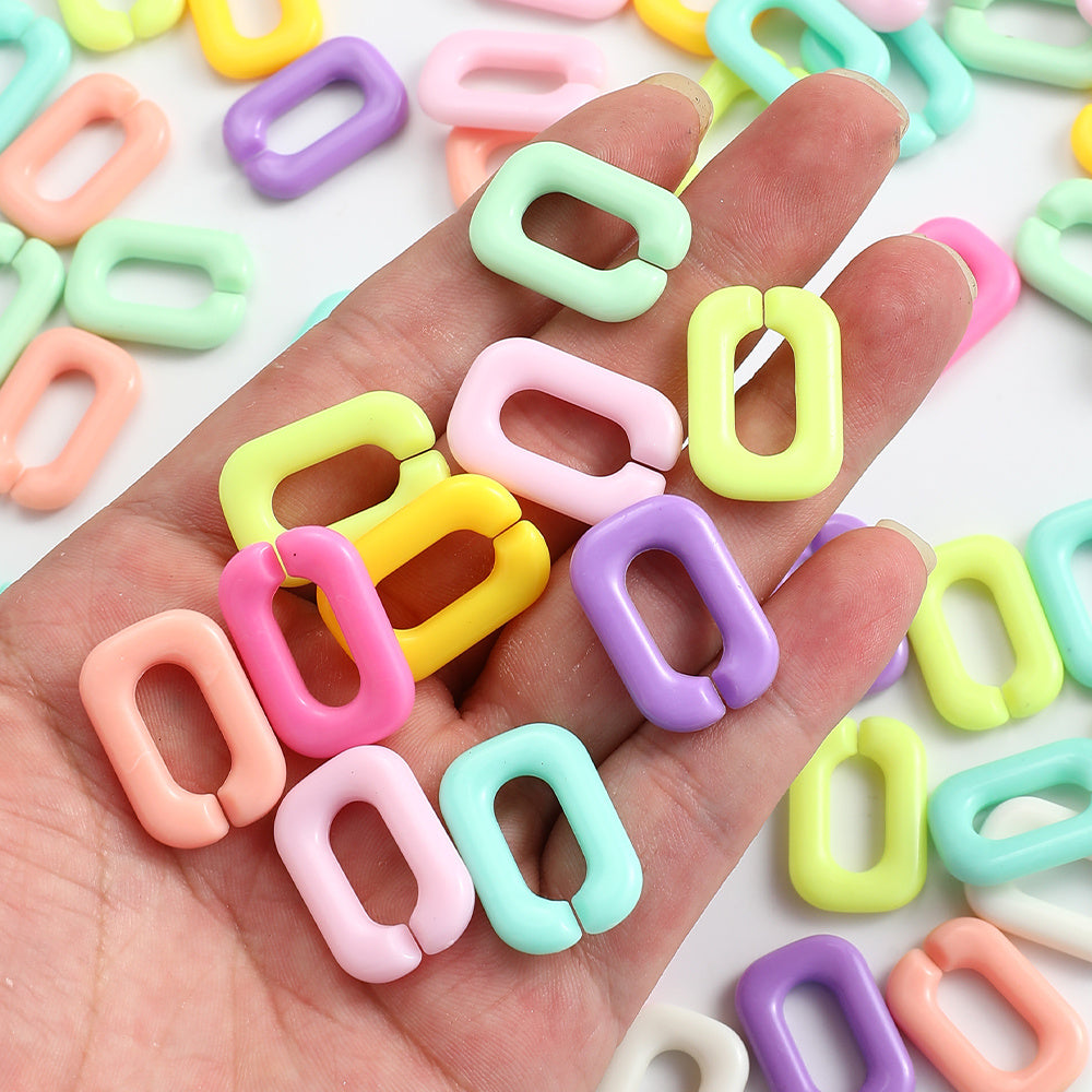 Candy Color Rectangle Acrylic Open Ring Links
