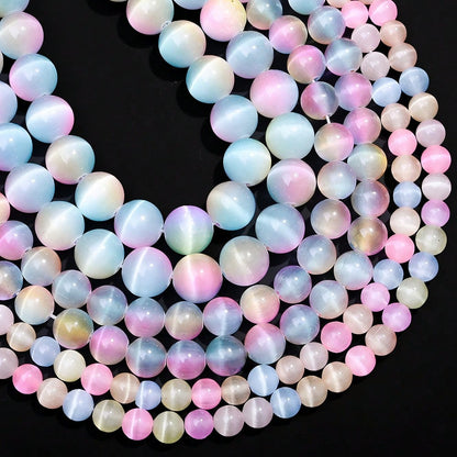 1 Strand 6/8/10mm Three Color Cat Eye Stone Beads