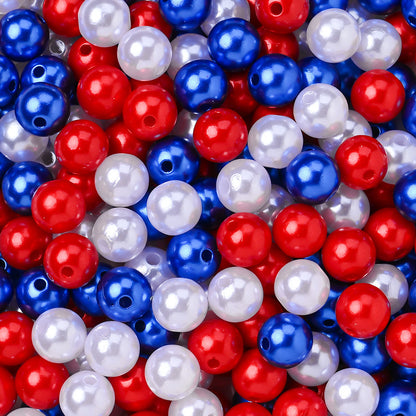 100/200/500-Piece Patriotic Red, White & Blue Faux Pearl Beads