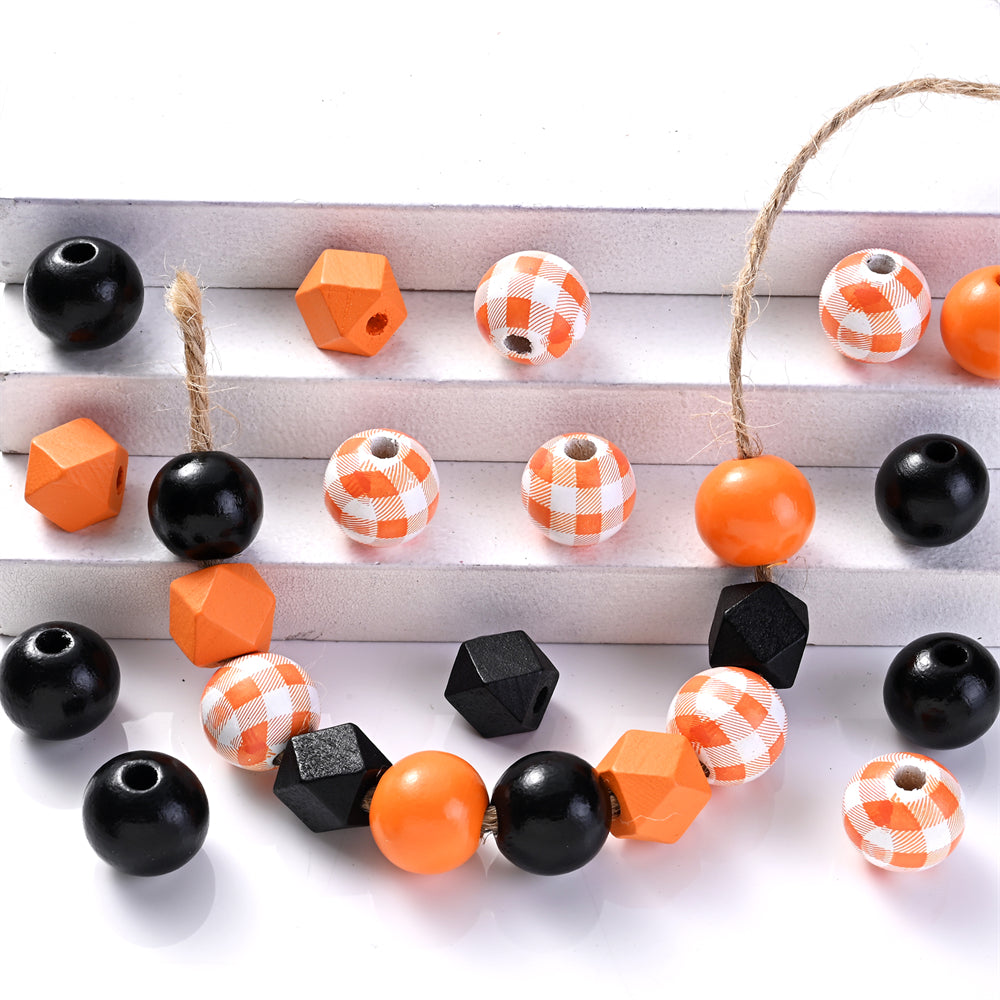 100pcs Mixed Wooden Beads + Jute Rope Set