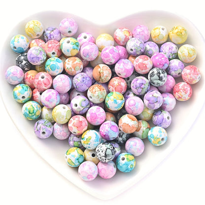 100pcs 8mm Acrylic Round Ink Beads