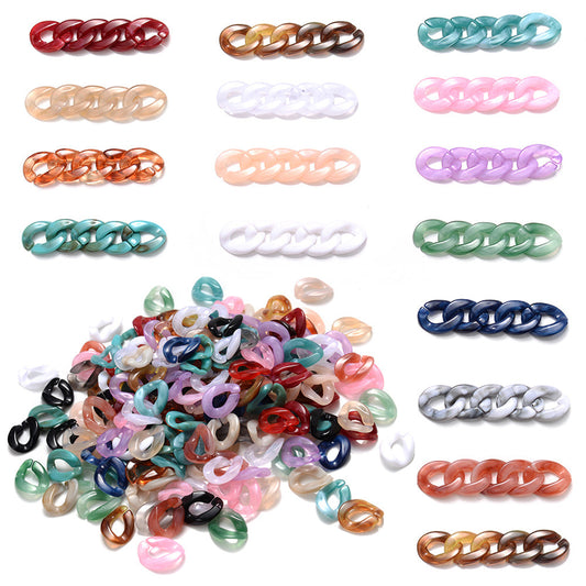 100PCS 14×10mm Multicolor Twisted Chain Acrylic Bead Set