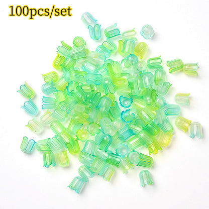 2026 New Arrival 10×11mm Gradient Flower Acrylic Bead Caps