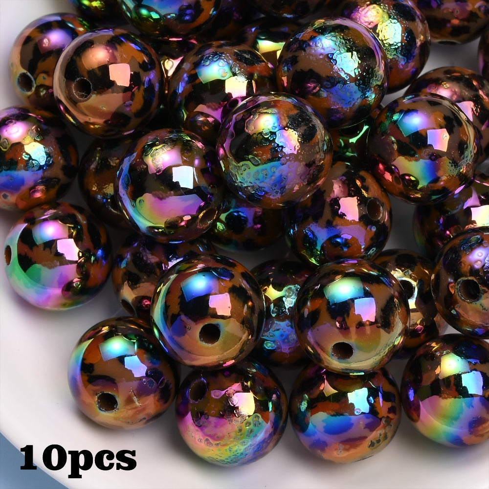 Shiny Leopard Print Acrylic Beads