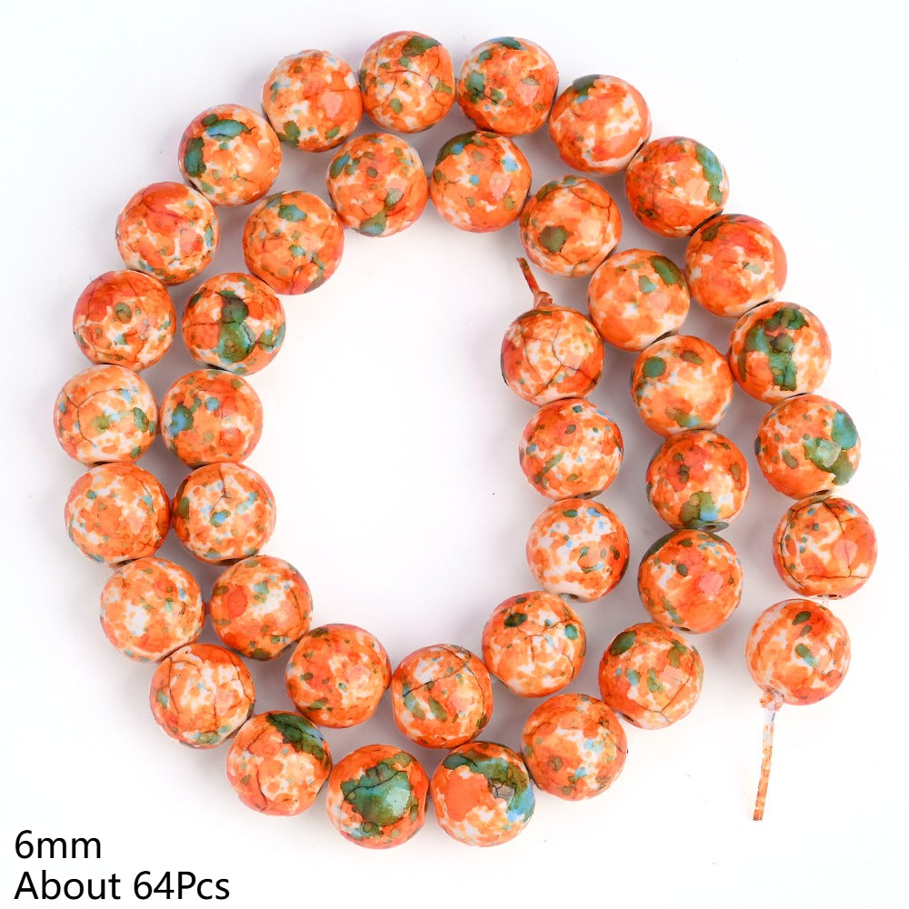 Orange Green Spacer Loose Beads