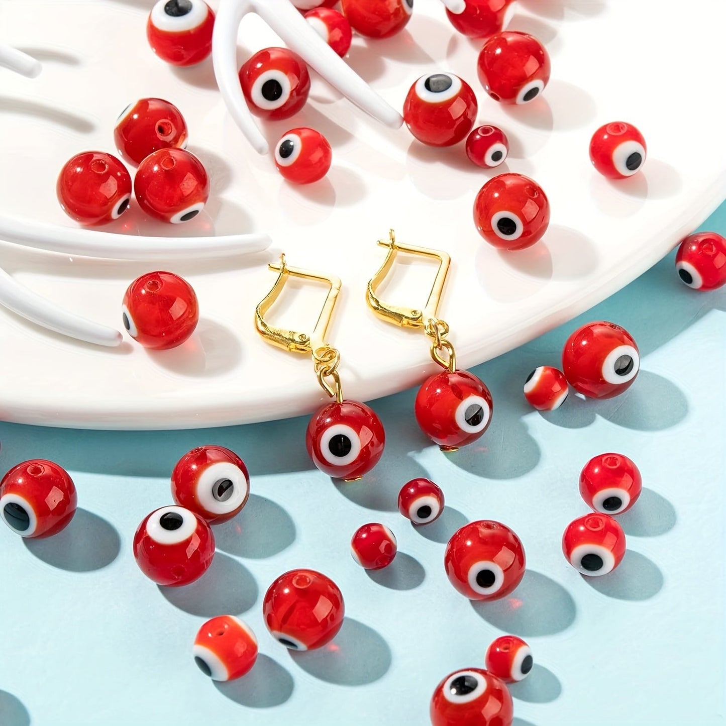 Red Evil Eye Glass Beads