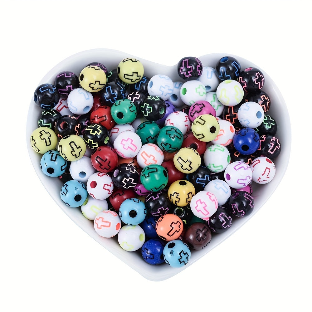 Round Cross Acrylic Beads