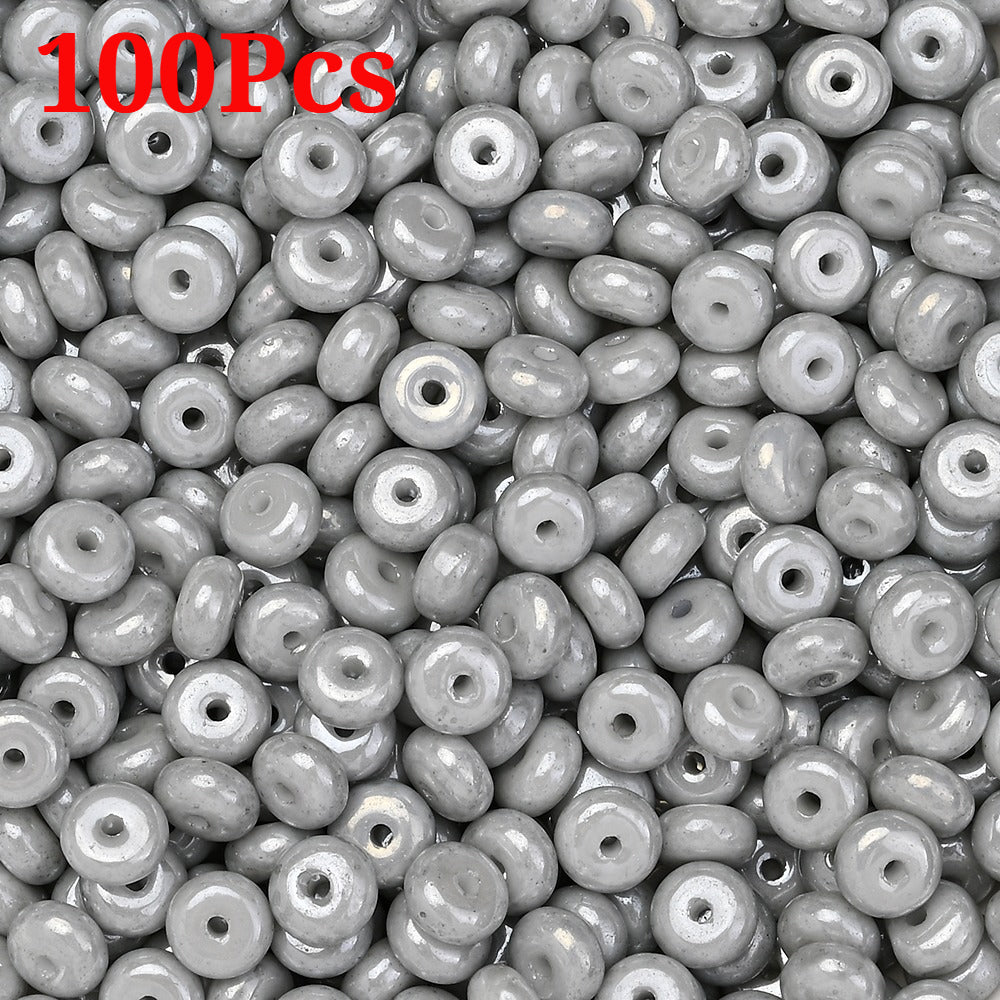 Macaron Flat Round Glass Spacer Beads