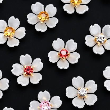 White Rhinestone Flower Acrylic Beads