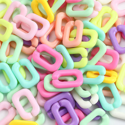 Candy Color Rectangle Acrylic Open Ring Links