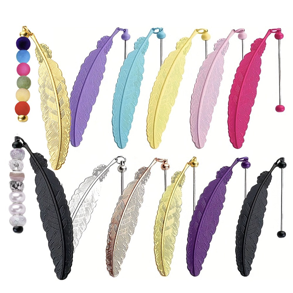 Creative Beadable Feather Blank Bookmarks Set