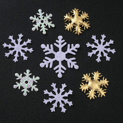 Gold & White Snowflake Polyester Decorations