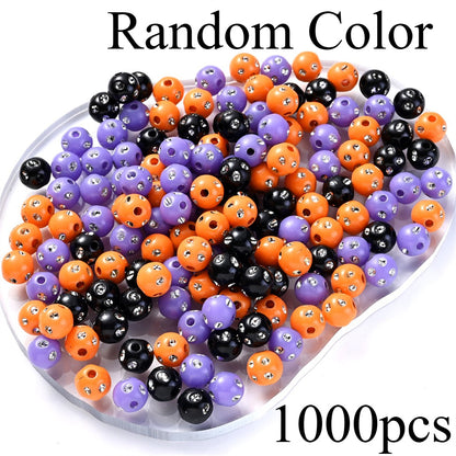 1000PCS 8mm Halloween Rhinestone Acrylic Bead Set