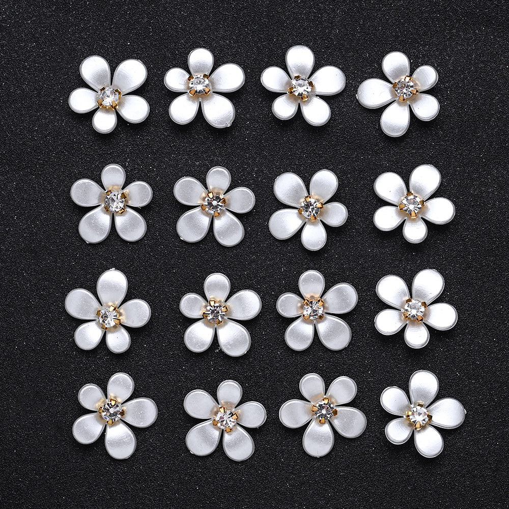 White Five-Petal Flower Acrylic Patch Beads
