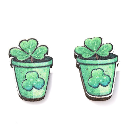 Green Lucky Stud Earrings
