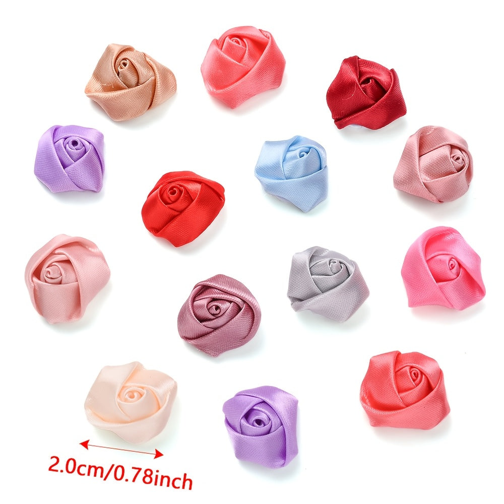 10PCS Multicolor Fabric Rose Bud Flower Embellishment Set