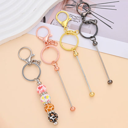 Golden Beadable Keychain Findings with Lobster Clasps