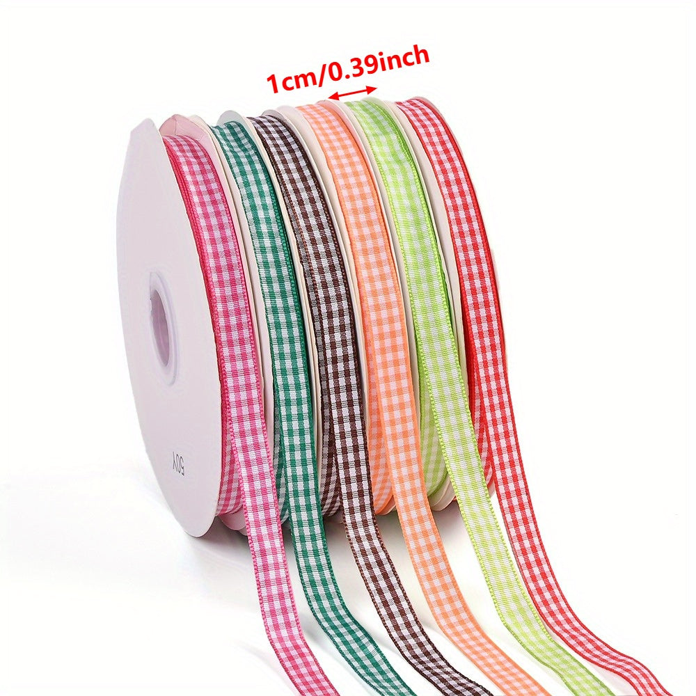 50 Yards/Roll 10 mm Christmas Plaid Satin Ribbon