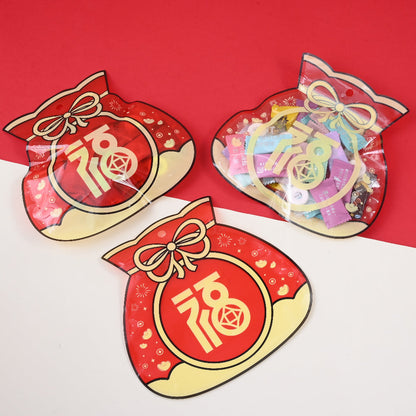 10-Piece 17.5x18.5 cm Red OPP Blessing Ziplock Gift Bags