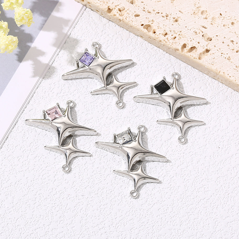 27x29 mm Alloy Double Star Pendants