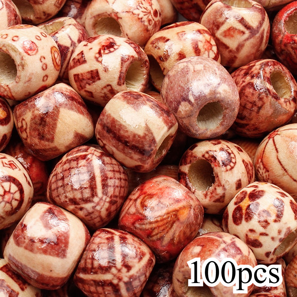50/100-Piece Tribal Style Multicolor Wooden Spacer Beads