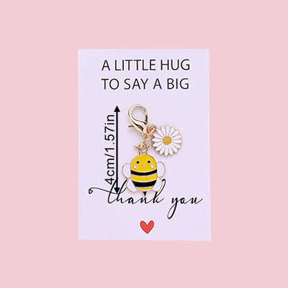 Yellow Bee and Flower Keychain with Thank You Card