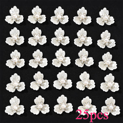 25-Piece Sparkling Rhinestone Flower Flatback Beads