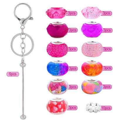 Silver Beaded Keychain Making Kit