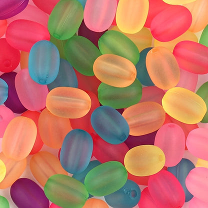 100PCS Frosted Acrylic Oval & Round Bead Set
