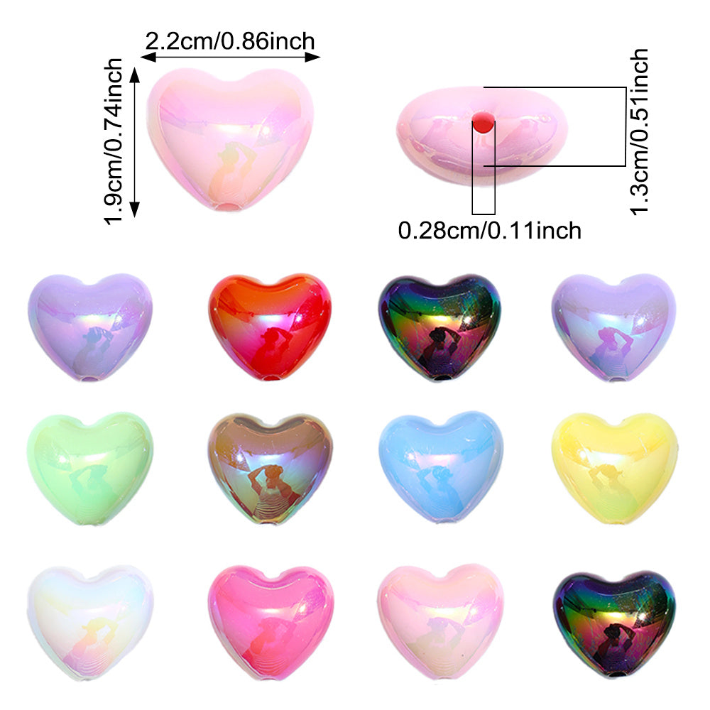 AB Mixed Color Fat Heart Acrylic Beads