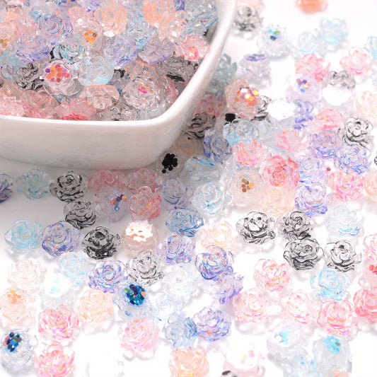 100PCS 8mm Multicolor Rose Bead Embellishment Set