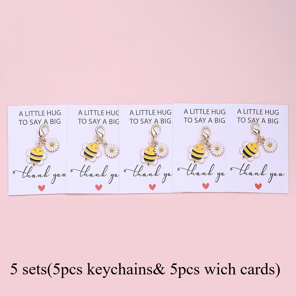5/10-Set Bee & Daisy Flower Keychain Gift Set