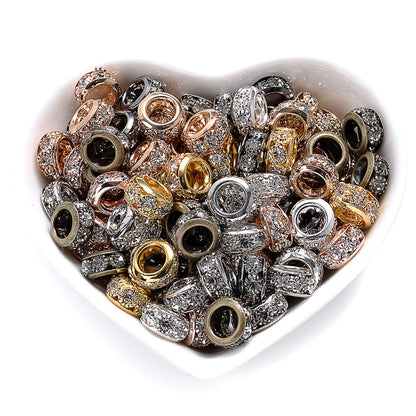0pcs 10/12mm AlloyLarge Hole Rhinestone Spacer Beads DIY Jewelry Accessories