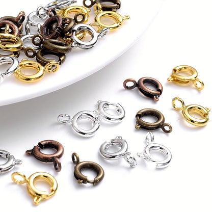 10PCS 7mm Gold & Silver Spring Clasps with Open Jump Rings