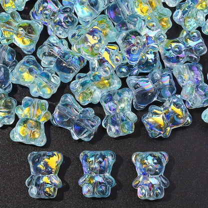 20PCS 15×12mm Transparent AB Bear Glass Spacer Beads