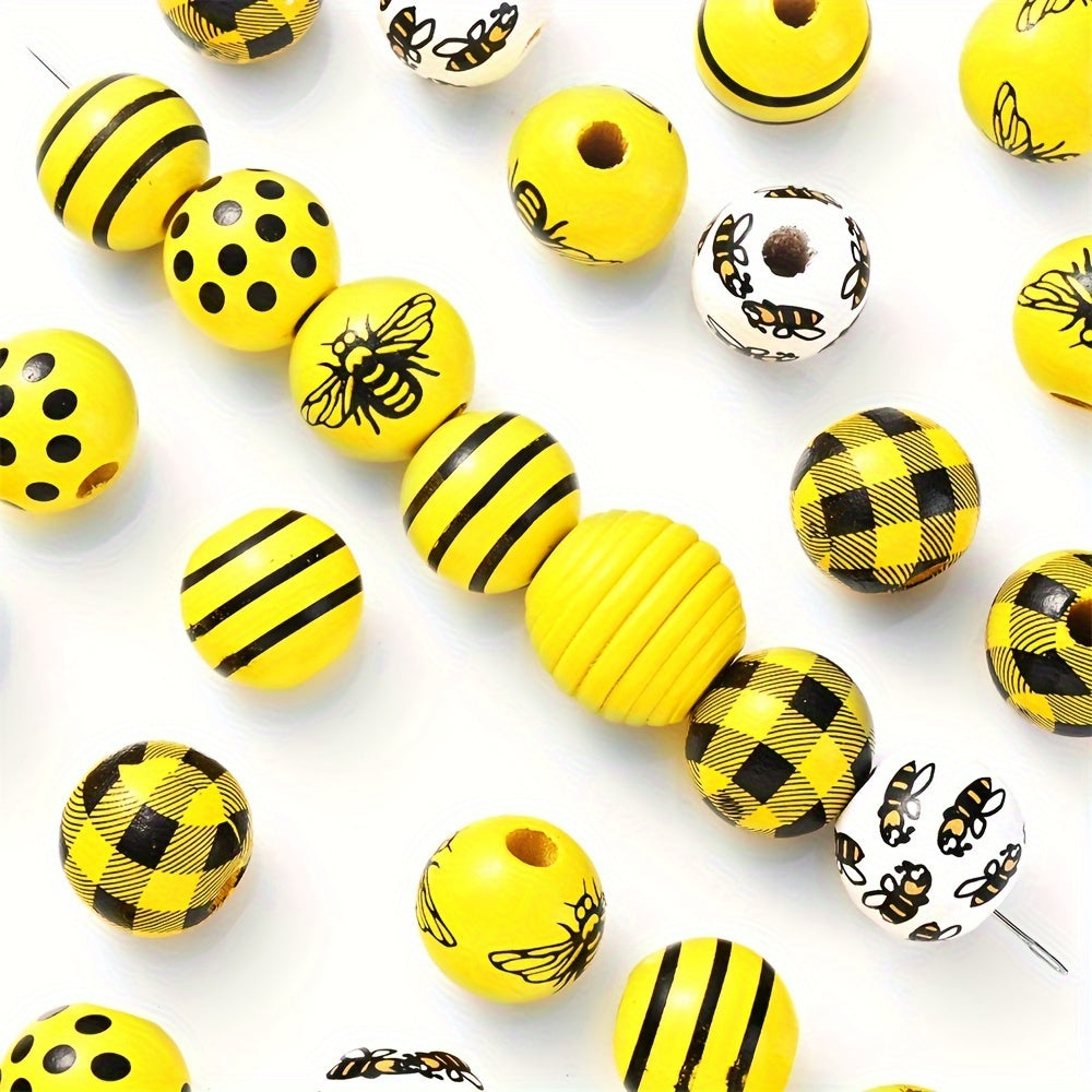Bee Series Striped Wooden Beads