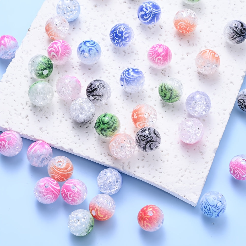 10mm Acrylic Gradient Cracked Beads - DIY Jewelry Making Kit for Bracelets