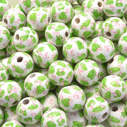 10PCS 16mm Green Round Wooden Bead Set