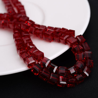 4mm Square Multi-faceted Czech Glass Cube Beads