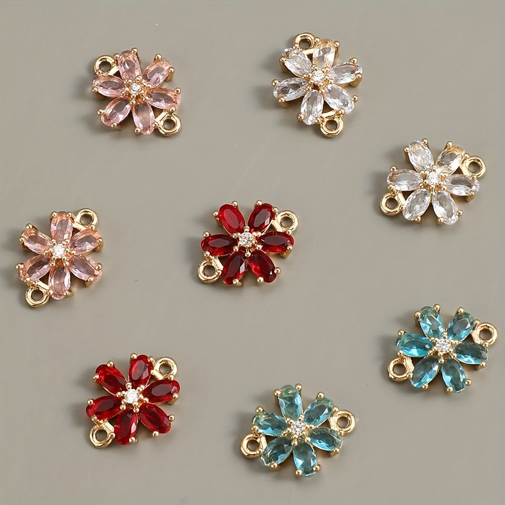 Glass Flower Rhinestone Connectors