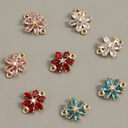 Glass Flower Rhinestone Connectors