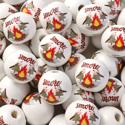10PCS 6mm Camping-Themed Round Bead Set