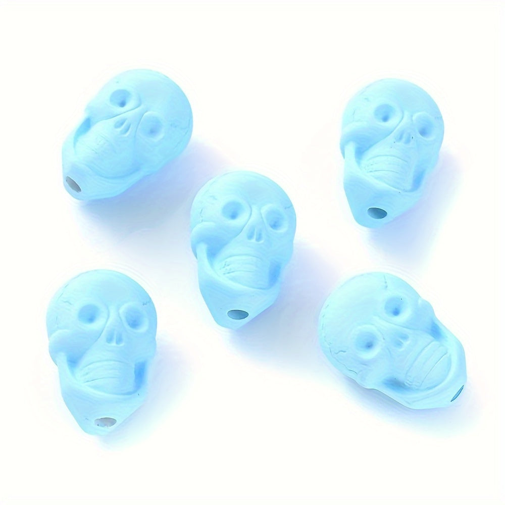 10PCS 14×20mm Solid Color Acrylic Skull Bead Set