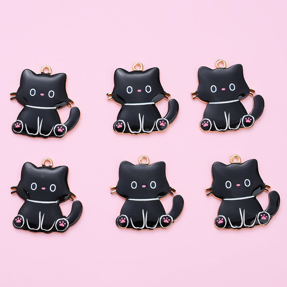 Enamel Cat Pendant Charms