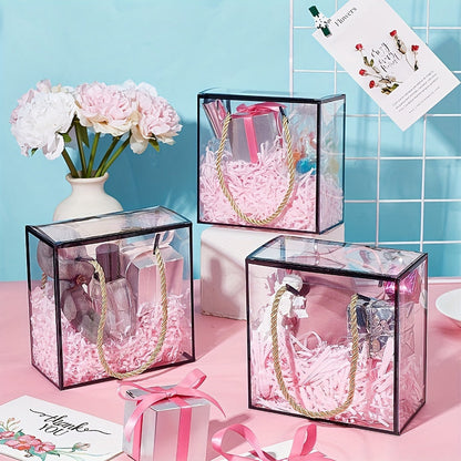 5-Piece Transparent Handheld Gift Boxes with Rope