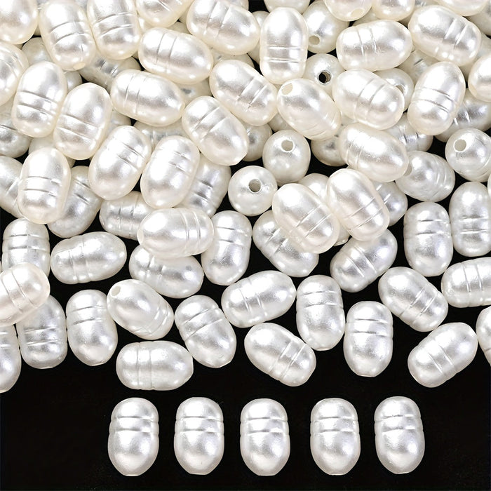 100/200PCS White Oval Acrylic Spacer Bead Set