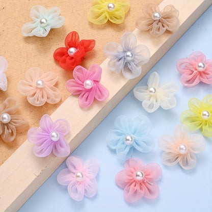 10PCS 23mm Fabric Five-Petal Flower Embellishment Set