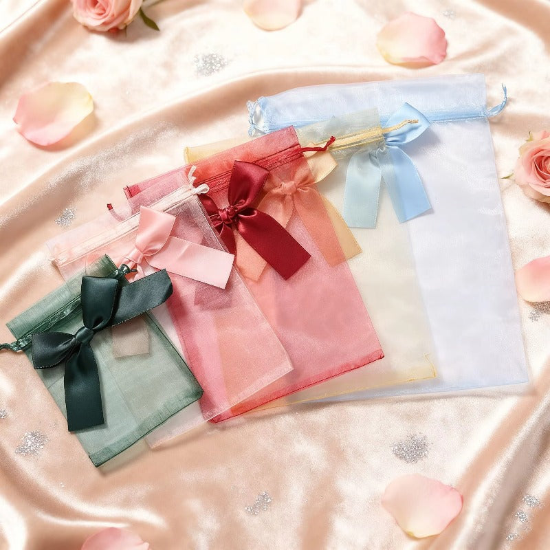 10PCS Organza Drawstring Gift Bag Set with Bowknot