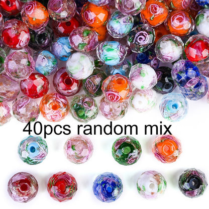 Faceted Rose Flower Glass Beads